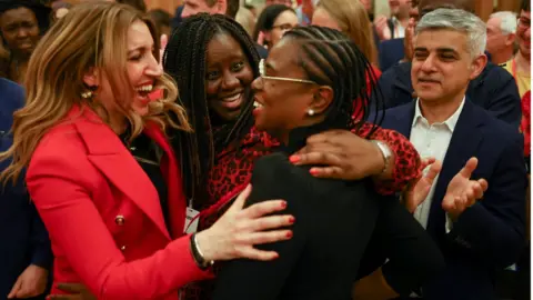 Reuters Labour party MP Dr. Rosena Allin-Khan celebrates a win announcement amidst the counting process during local elections,