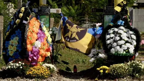 Goktay Koraltan/BBC Kristina's and Svitlana's graves alongside each other