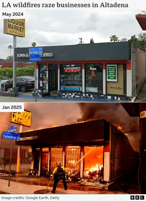 Before and after images of a shop in Altadena