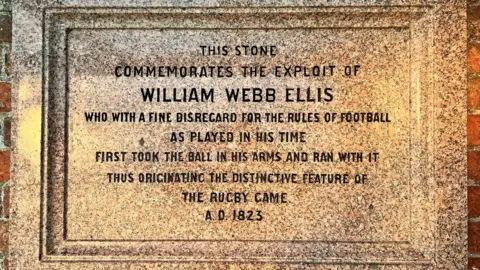 Rugby School Webb Ellis commemorative plaque