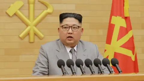 Reuters North Korea's leader Kim Jong Un speaks during a New Year's Day speech in this photo released by North Korea's Korean Central News Agency (KCNA) in Pyongyang on January 1, 2018.