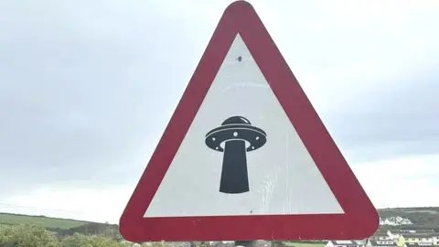 A UFO road sign has been spotted in Broad Haven