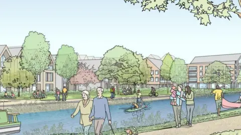 JTP An artist impression of the new riverside development