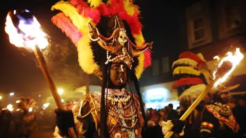 Getty Images A Zulu costume used in previous years at the Lewes Bonfire