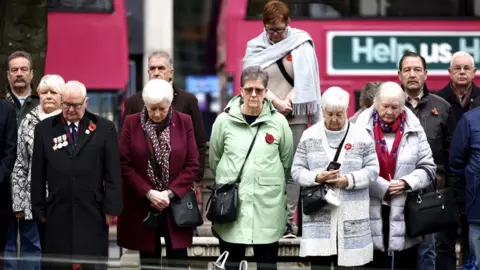 Pacemaker Press People observing Armistice Day in Belfast on 11 November 2021