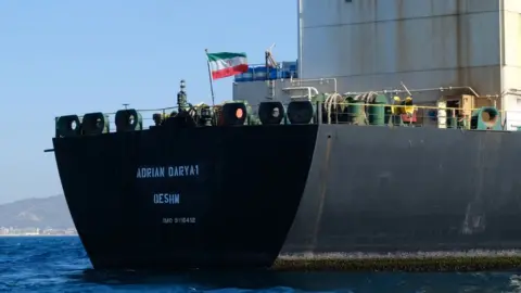 AFP An Iranian flag flutters on board the Adrian Darya 1 oil tanker