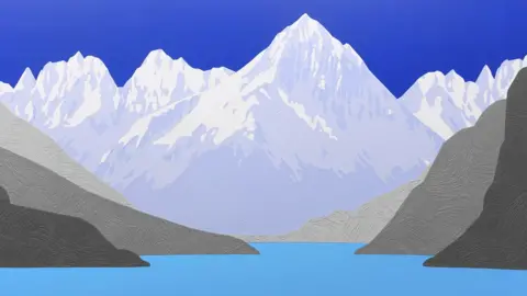 DAVID WIGHTMAN Landscape painting on wallpaper