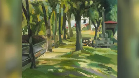 Helena Panks A green oil painting of trees