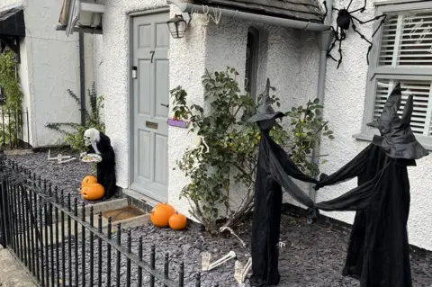 Jill Newton Halloween decorations in West Hallam