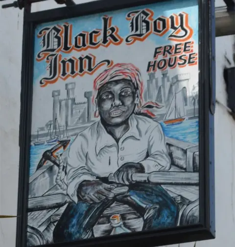 Geograph/ John M Black Boy Inn Sign near Caernarfon