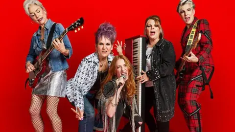  (Left to right) the characters Yvonne Vaux (Amelia Bullmore), Jess Burchill (Lorraine Ashbourne), Kitty Eckerson (Rosalie Craig), Beth Thornton (Joanna Scanlan) and Holly Gaskell (Tamsin Greig)