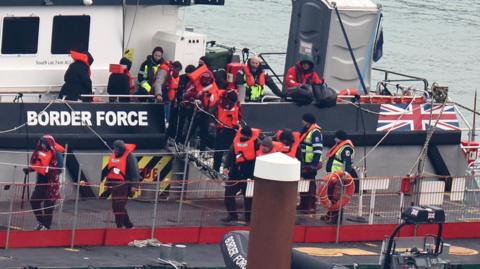 Migrants brought ashore at Dover