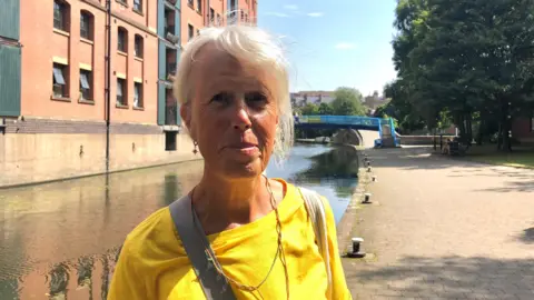 BBC Valerie Ball pictured next to the Nottingham Canal