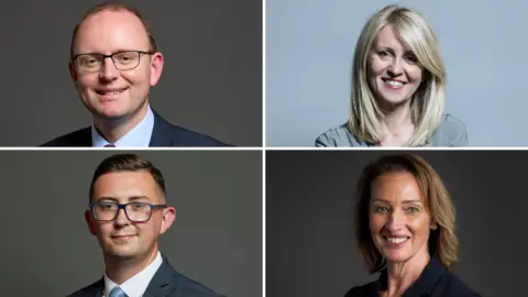 UK Parliament MPs Andrew Cooper, Esther McVey, Connor Naismith and Sarah Pochin