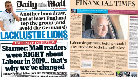Daily Mail and Financial Times on 26 June 2024