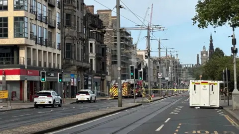 cordoned off empty street