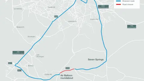 National Highways Diversion routes on the A417