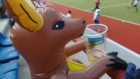 Getty Images An inflatable kangaroo with a beer