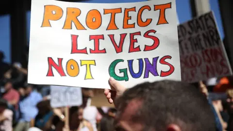 Getty Images Protest for gun control on the steps of the Broward County Federal courthouse on February 17, 2018 in Fort Lauderdale