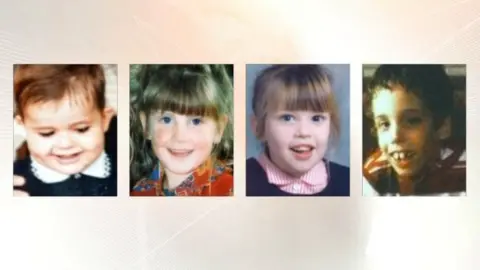 Photographs of four of the five children whose deaths at the subject of the inquiry