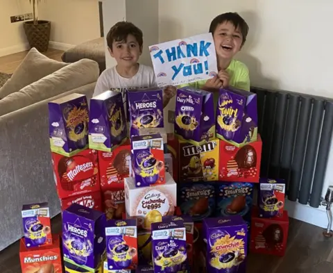 Bettina Biazzo Rocco and Marco safeguard Easter eggs