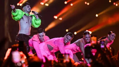 Getty Images Rapper Kaarija, who represented Finland in Eurovision 2023, performing in the grand final