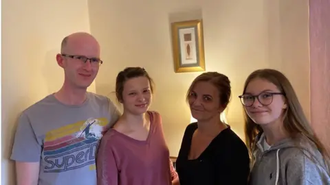 BBC Wiktoria (right) with her three family members who tested positive for coronavirus