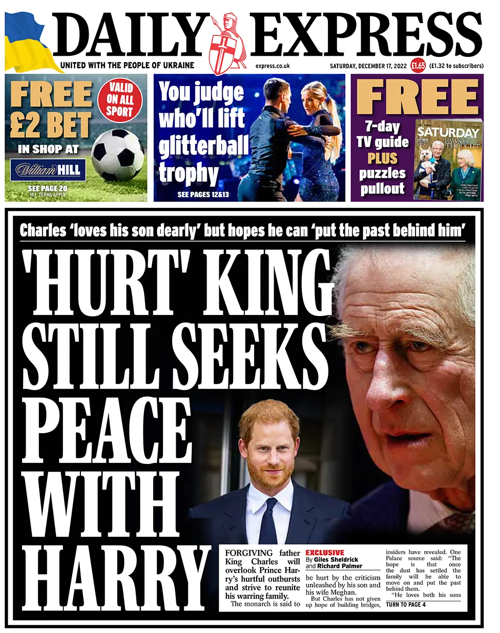 Daily Express Front Page 16/12