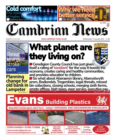 Cambrian News Cambrian News front page