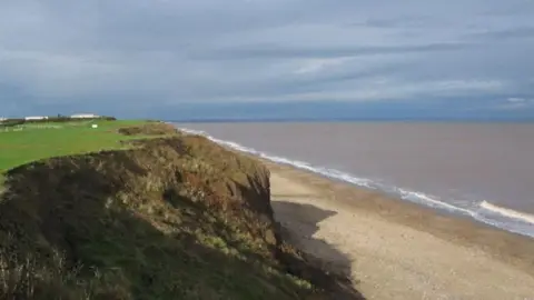 Stock image of Skipsea cliff and beach