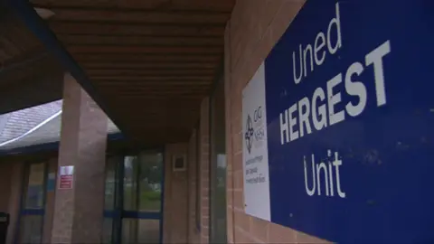 BBC Hergest unit sign at Ysbyty Gwynedd, Bangor