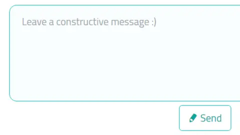 Sarahah.com Text box which says 'Leave a constructive message :)'