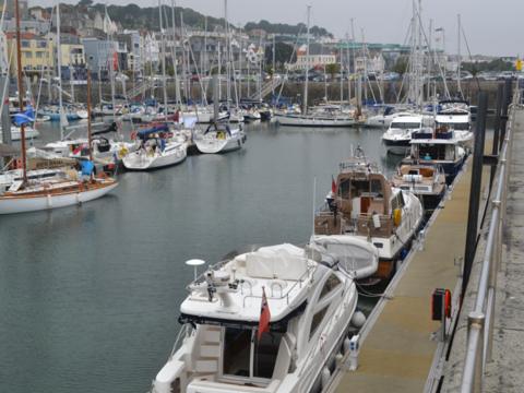 Guernsey harbour with boats in it