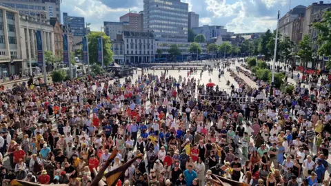 Nottingham City Council The crowd at the start of the vigil