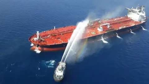 Getty Images Damaged tanker in Gulf