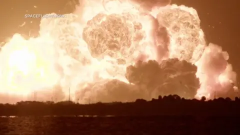 Fireball after rocket explosion in Florida. 