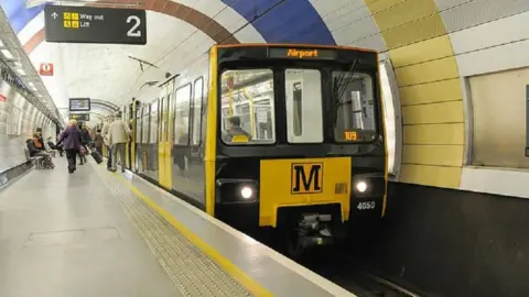 Metro train at station