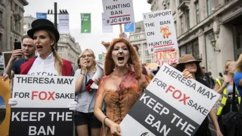 EPA Anti-hunting protesters marched on Downing Street