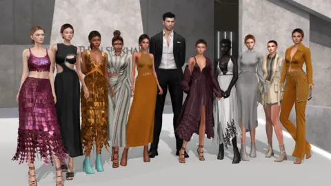 Everyrealm Avatars participating in a metaverse fashion show