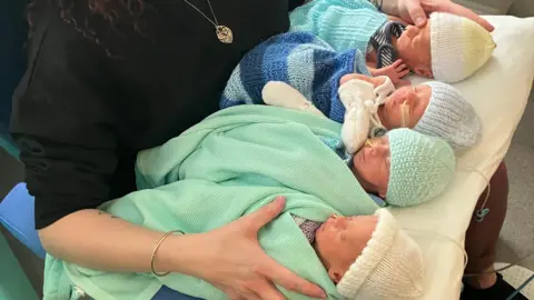 NHS Lothian Arlene Mitchell with the quadruplets