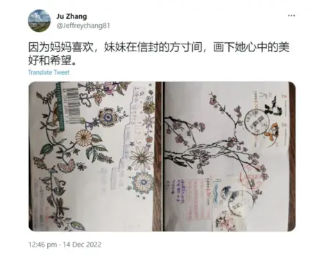 Twitter / Jeffreychang81 A screengrab of a now-deleted tweet by Zhang Zhan's father