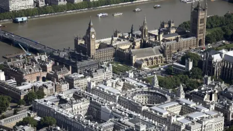 Getty Images An aerial view of Westminster an Whitehall