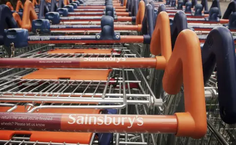 Getty Images Shopping trolleys at Sainsbury's