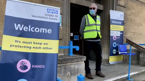 Martin Giles/BBC Vaccination hub at Norwich City Hall