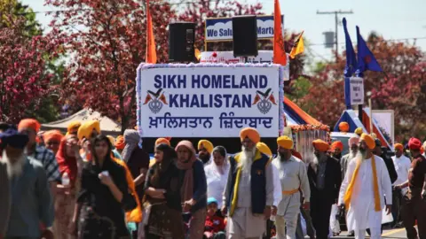 Getty Images Canadian Pro-Khalistan Sikhs protest against the Indian government in 2012