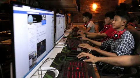 Getty Images Facebook is popular in Myanmar, where internet usage has grown in recent years