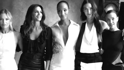 Left-right: Kate Moss, Cindy Crawford, Jourdan Dunn, Karlie Kloss and Irina Shayk