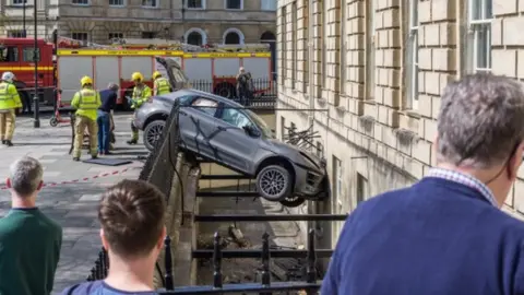 Adrian Campbell-Howard Bath car crashes through railings