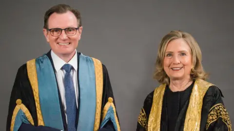QUB Hillary Clinton and Prof Ian Greer