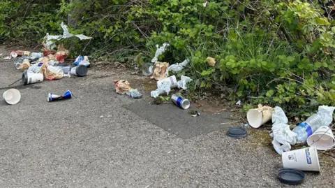 Litter on roadside